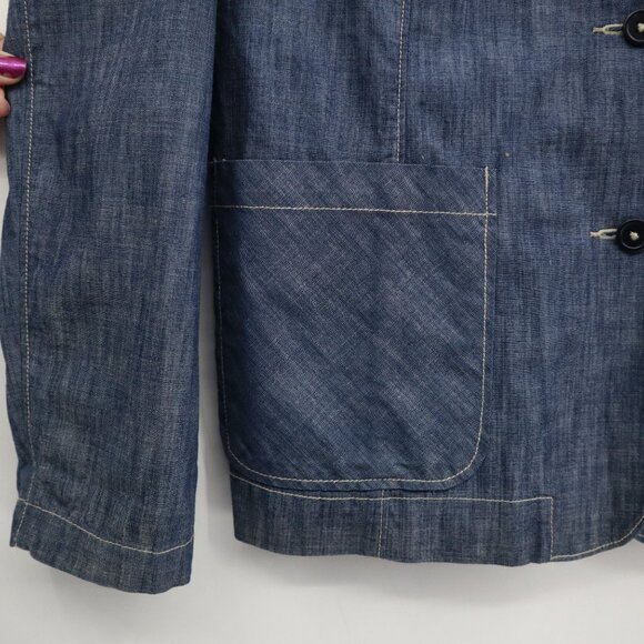 Tea Blazer Womens L Blue Retro Preppy Academia Twee 70's Classic Timeless Casual - Picture 8 of 16